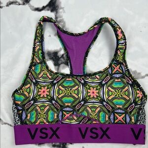 Victoria's Secret "The Player" Sports Bra Multi-Colored Patterned Racerback VSX